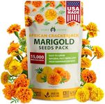 HOME GROWN Crackerjack Marigold Seeds | 2.05oz / 15,000 Flower Seeds Planting Outdoor | Large Bulk Pack | Non-GMO, High Germination, USA Sourced Wildflower Seeds | Companion Planting