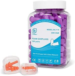 Slim Size Foam Ear Plugs for Small Ear Canals Women, Kids, 100 Pairs, 35dB SNR Noise Canceling Earplugs for Sleeping, Work and Study by Lysian (Purple)