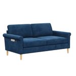 Vesgantti 2 Seater Sofa, 164cm Fabric Loveseat Sofa with Bilateral Pocket Storage, Upholstered Couch Perfect for Living Room, Bedroom, Office, Small Space, Tool-free Assembly, 164L*76D*85Hcm, Blue