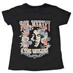 Bob Marley T Shirt Flower Portrait Logo New Official Womens Skinny Fit Black Size M