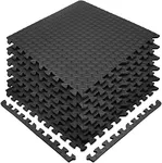 Sivan Health and Fitness Puzzle Exercise Mat EVA Foam Interlocking Tiles—Protective Flooring for Gym, Garage Flooring, Playroom, Workshop, Basement, and more (Black)