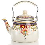 Yarlung 3.3L Enamel Tea Kettle with Tea Infuser, Vintage Floral Teakettle for Stovetop, Colorful Enamel on Steel Teapot with Handle for Hot Water, No Whistling