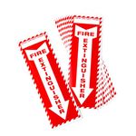 Fire Extinguisher Sign, Down Arrow Stickers, Pack of 10 (4 x 12"), Red and White Design Includes Space for Local Fire Department Phone Number