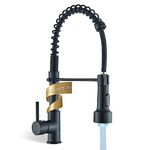 Kitchen Faucet with Spring LED Pull Down Sprayer Single Handle Matte Black Commercial Stainless Steel Kitchen Sink Faucet Oulantron high arc Kitchen Faucet