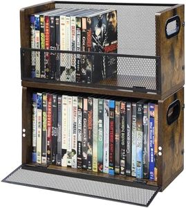 Salajory DVD Storage Rack - 2 Pack DVD Storage Case Holds 28 Full Case DVDs, 32 Blu-Ray Disc, Desktop or Closet DVD Stand, DVD Display for Blu-Ray | Video Game Cases | Papers | Cards