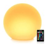 Mr.Go 35cm/14-inch LED Ball Light, 16 RGB Colors LED Globe Light, Rechargeable LED Orb Lamp w/Remote, Modern Globe Floor Lamp, Great for Home Garden Patio Pool Party Decorative Lighting