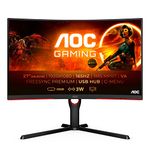 AOC Gaming C27G3U - 27 inch FHD Curved Monitor, 1ms, VA, Gsync, Freesync, USB Hub, Speakers , Height adjust (1920x1080 @ 165Hz, 250 cd/m², DP 1.2 x 1, HDMI 1.4 x 2, USB 3.1)