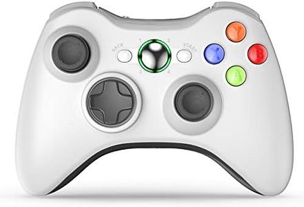 VOYEE Wireless Controller Compatible with Microsoft Xbox 360 & Slim/PC Windows 10/8/7, with Upgraded Joystick/Double Shock (White)