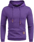 COOFANDY Lightweight Hoodies for Men Hipster Hip Hop Long Sleeve Drawstring Waffle Hooded Sweatshirt Violet