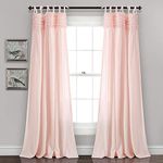 Lush Decor Lydia Curtains Ruffle Window Set for Living, Dining, Bedroom, 84 in L Panel Pair, Blush