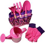 Nioslier Kids Gardening Tools Set, Easy To Carry And Foldaway Children Gardening Set Tools Multi Purpose Tool Bag (Hot Pink)