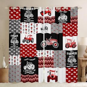 Feelyou Cartoon Tractor Curtains Farm Tractor 30%-50% Blackout Curtain for Kids Boys Toddler Vehicle Truck Window Drapes Harvester Excavator Window Treatments 52W X 90L，2 Panels
