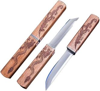 Lanxuiel Professional Steak Knive Set, 2Pcs Unique Sharp Steak Knives with Pairing Bamboo Knife Sheath, Camping Fruit Knife Set for Chefs Meat Bbq Outdoor