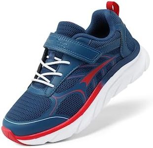 DREAM PAIRS Kids Shoes Boys Girls Sneakers Tennis Shoes EZ-ONs EZ-Plays Athletic Running Lightweight Breathable Shoes, Navy/Red, 3 Little Kid