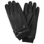 Touchscreen Leather Glove Men - Warm Winter Driving Full Finger Fleece Lining, Black, L