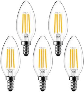 ROMANJOY 4W LED Candle Bulbs, 2700K Warm White Dimmable E14 LED Bulb, 40W Equivalent Small Edison Bulb, C35 LED Filament Bulb for Chandelier Ceiling Fan Lights, 5 Pack