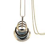 Mecool Triple Layer Pendant Necklace Long Statement Pendant Necklace Long Sweater Chain-Round Pendant