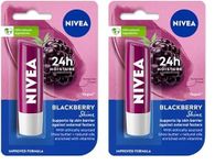 NIVEA Lip Balm, Fruity Berry Shine, 4.8G,Purple (Pack of 2)