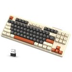 Attack Shark M87 80% Wireless Gaming Keyboard,87 Keys Rainbow Lights TKL Mechanical Feeling SA PBT Keyboard for Mac/Win, Bluetooth 5.0/2.4Ghz Dual Mode for Silent Office/Gaming-Black/Orange