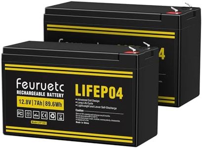 12V 7Ah Lithium LiFePO4 Battery 2 Pack - Replacement Sealed Lead-Acid Batteries, Built-in 7A BMS, 2000+ Deep Cycles Iron Phosphate Battery for Solar System, Scooter, Kid's Ride-on Toys And More