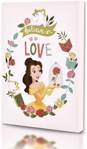 Edge home Disney Princess Belle Motivational Wall Art Canvas with Glit Standard