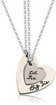 Poshzone®Big Sis Lil Sis Necklaces Set for 2,2pcs/Set Silver Big Sister Little Sister Necklace BFF Best Friends Forever Detachable Heart Necklace Set Friendship Jewellery