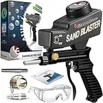 LE LEMATEC Sand Blaster Gun Kit for Air Compressor, Paint/Rust Remover for Metal, Wood & Glass Etching, Up to 150 PSI Blasting Media for Aluminum, Sand, Walnut Shells & Soda Blaster, Black (AS118)