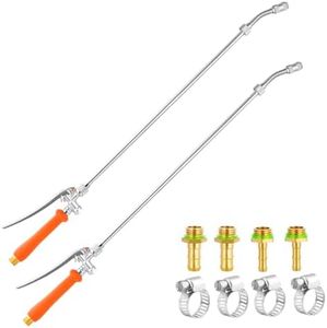 2 Pack 29 Inch Spray Wand, Brass Barb Match 1/4" & 3/8" Sprayer Wand Hoses, Adjustable Nozzle Stainless Steel Sprayer Wand with Shut off Valve for Weed Garden Car Wash