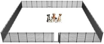 Petorldog Dog Fence Outdoor Indoor, 40 Inch Height 48 Panels Dog Playpen for Large/Medium/Small Dogs Metal Dog Pen for Yard Camping and RV | Black-Silver