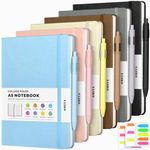 6 Pack Journal Notebooks for Work with 6 Pens, A5 Hardcover Notebook，Business Notebooks Bulk, College Ruled Notebook for Men, Leather Journal for Writing, 160 Pages, 100GSM Thick Paper (5.7" x 8.3")