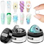 SUPWEE Solid Builder Gel fo Nails, Clear Aurora Green 3D Gel Nail Art 2 Colors Sculpting Gel for Nail Extension Gel Carving Nail Strengthen Hard Gel DIY Nail Art Salon At Home