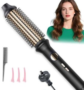 Vibraroo Thermal Brush, Curling Iron for Long Dry Hair,Featuring a heated round brush with 10 temperature settings, 30s Fast Heat for Curling & Volumizing & Straightener, Anti-Scald Nylon Bristles，AU plug