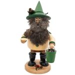 German Incense Smoker Forest Gnome Ore Gatherer, green - 25cm - Authentic German Erzgebirge Smokers - Drechselwerkstatt Uhlig