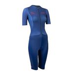 ZONE3 Women's Aeroforce-X II Short Sleeve Trisuit Designed To Be World's Fastest Pro Triathlon Suit Made in Britain (XS, Navy)