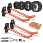 SunVFaFa 4 Pack Tire Storage Rack Wall Mount, 10in Large Garage Hooks Heavy Duty, Wheel Hanger for Organizing Ladder, Folding Chairs, Power Tool, Ropes, Garden Hoses, Bulk Items (Max Load 88lb)