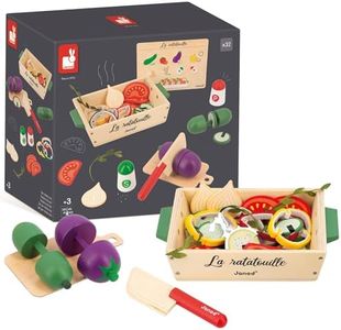 Janod - Set Ratatouille - 32 Accesorios Cocina - Receta + Utensilios + Vegetales - Juego de Imitación - Madera FSC - A Partir de 3 Años, J06626
