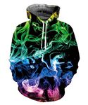 Kinberr Colorful Smoke Hoodies for Men Women Novelty Fleece Sweatshirts 3D Cool Pullovers with Pocket