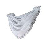 Glitzy Sparkle Jewelled Crystal Sequin Trim Voile Curtain Swag (White)