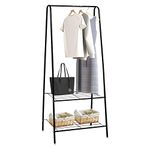 HOFLERA Clothes Rail Stand Garment Coat Rack with Metal Shelf, Frame for Bedroom, Saving Space Clothes Rail,1.5m(Black)