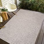 ERBANICA DÉCOR Quick Dry Geometric Grey Beige Indoor/Outdoor Rug for Patio, Deck, Backyard, Picnic, Camping, BBQ, RV’s, Beach (8' x 10', Geometric Grey Beige)