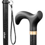 Vive Adjustable Walking Cane, Carbon Fiber - Lightweight Stick for Men, Women - Mobility Aid, Adjust Height, Rubber Tip-Portable Hurry Support for Seniors, Elderly, Balance-Ultra Light, Soft Hand Grip