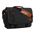 Estarer Laptop Messenger Shoulder Bag 17.3 Inch Mens Water Resistant Canvas Satchel Briefcase for Work Office(Dark Grey)