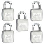 Link® Hi-Tech 70mm Padlocks 5Pcs-Set | Stainless Steel Body | Hardened Shackle | 3 Silver Keys with Hi-Tech Nickle & Keychain | Made in India| 3Keys for Each Padlock