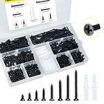 LERNOU M3 Assortment Kit, Philips Flat Wood Screws Set, Short Cabinet Screws,Small Screws Fasteners, 400pcs Screws and 20Pcs Screw Anchors