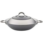 Circulon 81402 14-Inch Side Handles Hard Anodized Aluminum Wok, 14 Inch, Oyster Gray