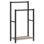 HOOBRO Freestanding Towel Rack, 2 Tier Blanket Ladder Holder for Bathroom, 42 x 24 x 80 cm, Blanket Rack, Industrial Drying and Display Rack with Shelf, Metal, Greige BG02LB01