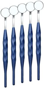ILLUCO Dental Mirror (5-Pack) with Handles Fog-Resistant, Autoclavable 100X, no Ghost Image, 99% reflectance, no Distortion (3X Magnification Dark Blue Handle)