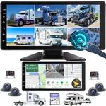 GPS 10.36-Inch 6 Split Touchable 128GB Large Audio Screen 1080P Backup Camera Monitor & Built-in DVR Video for RV Truck Trailer Rear Side Front Reversing View Wired System Image Waterproof DGPS6