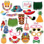 Zyozique ® Luau Party Photo Booth Props, Beach Pool Party Favors Props - Hawaiian Themed Pool Party Selfie Props Kit (Pack of 25)