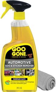 Goo Gone Automotive Adhesive Remover, Goo & Grime Cleaner for Bumper Stickers, Decals, Tree Sap, Brake Dust, Bird Droppings, Gum, Spray Paint, Asphalt, 24 oz with MicroFiber Buffing Towel